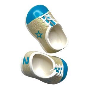 American Girl Doll BOWLING SHOES #2 Blue Gold Glitter Sparkle Star Logo Slip Ons